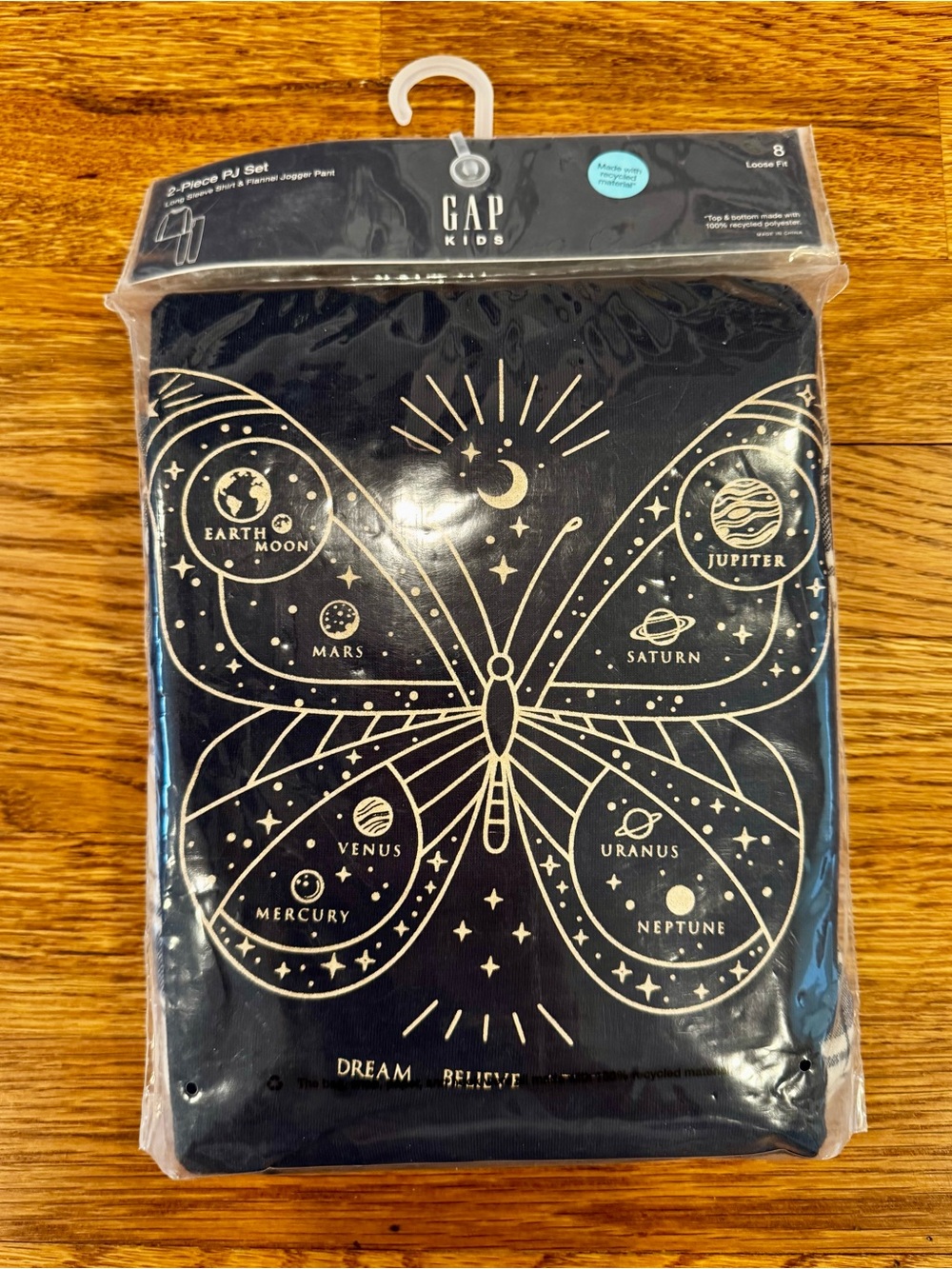 NWT GAP Kids Navy Butterfly & Solar System Pajama Set - Size 8